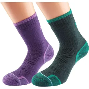 1000 Mile Walking Twin Pack Womens Socks - Purple