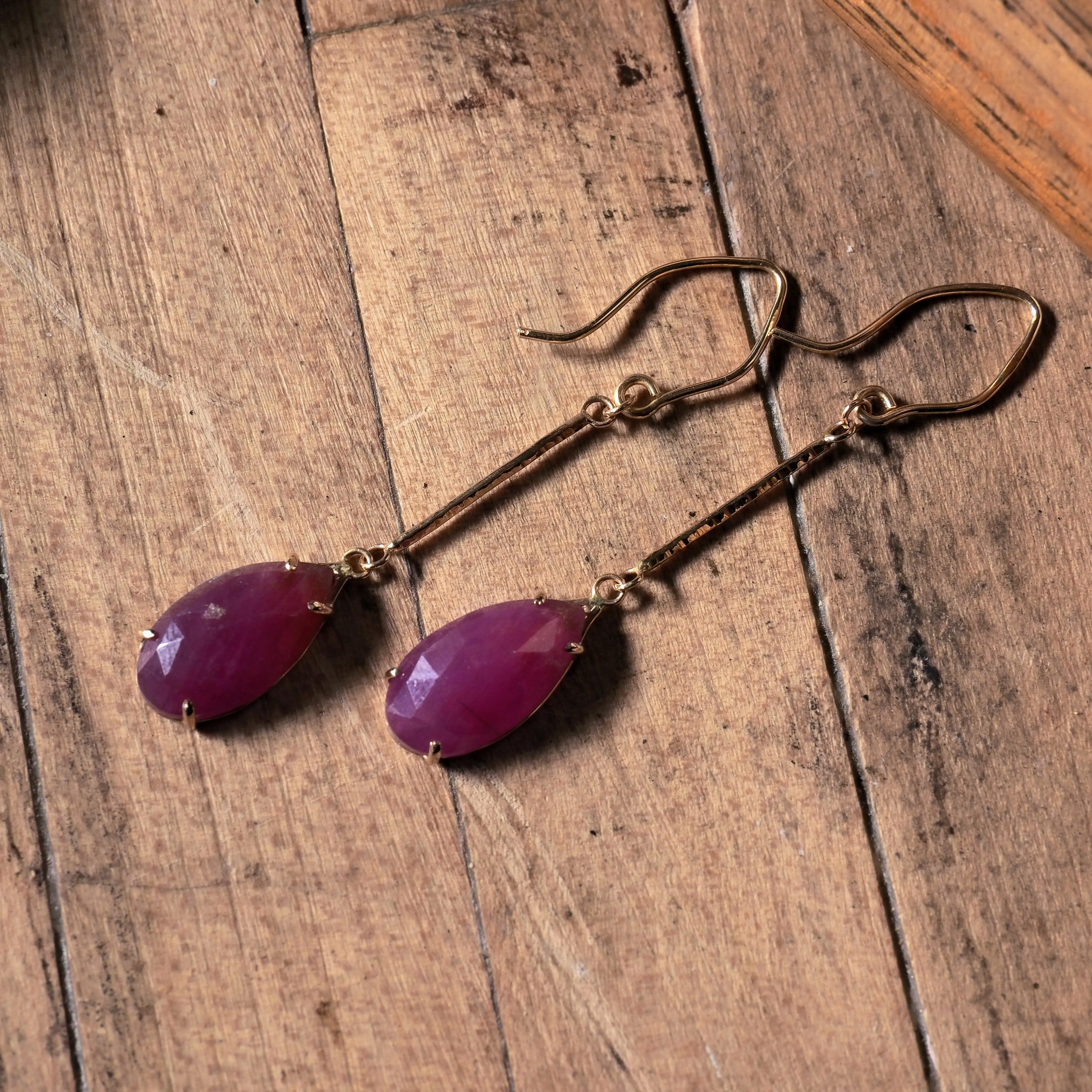 14k Rose Cut Ruby Earrings