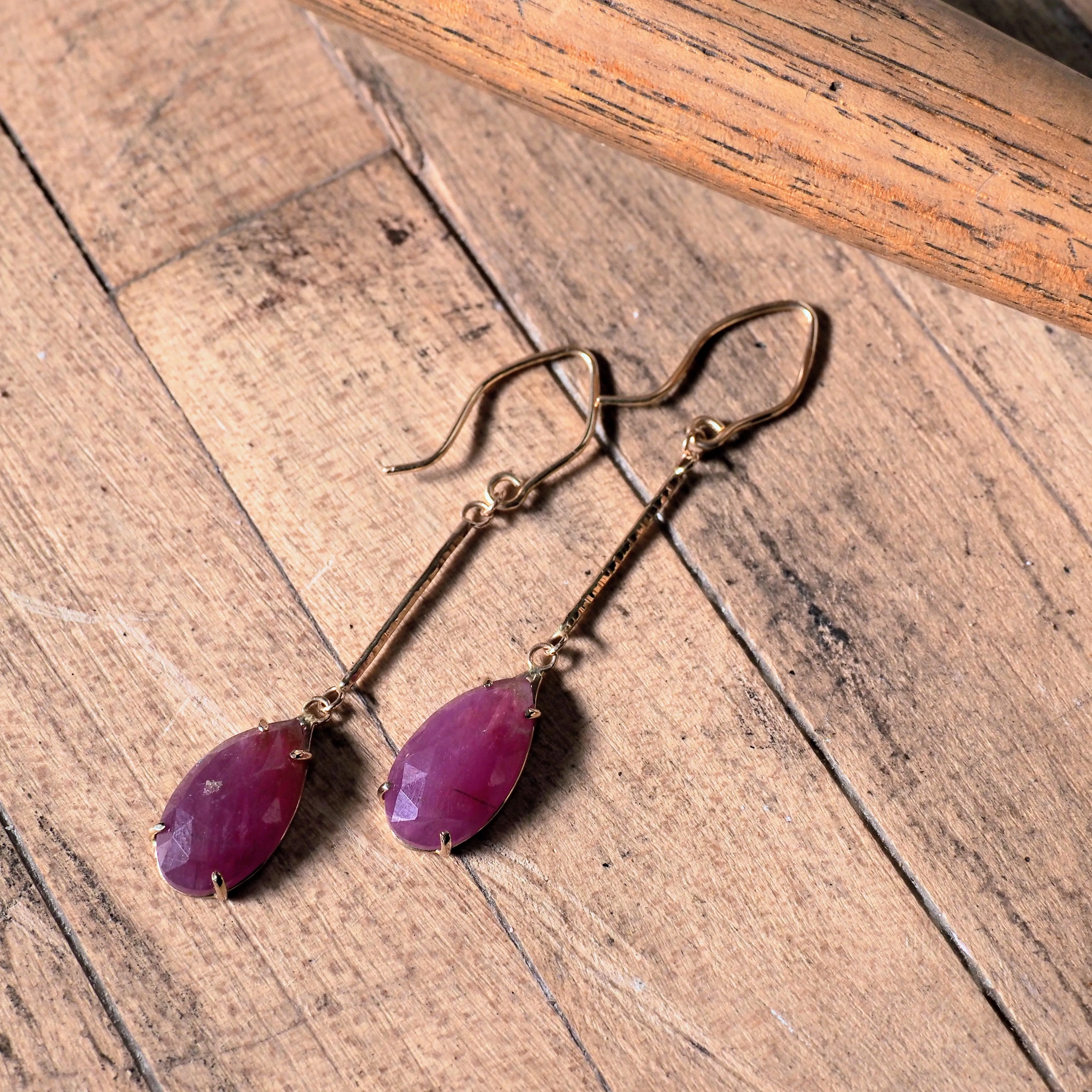 14k Rose Cut Ruby Earrings