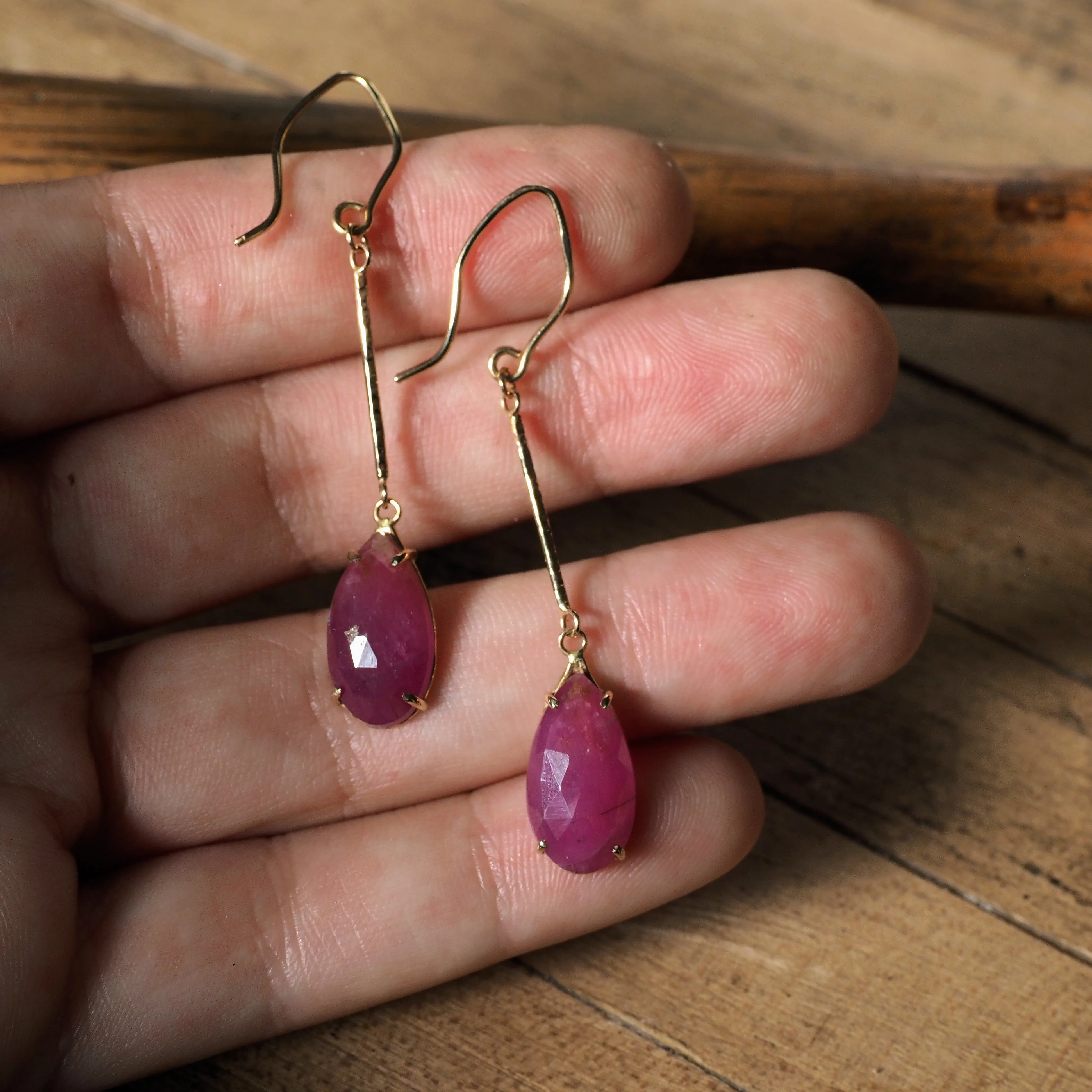 14k Rose Cut Ruby Earrings