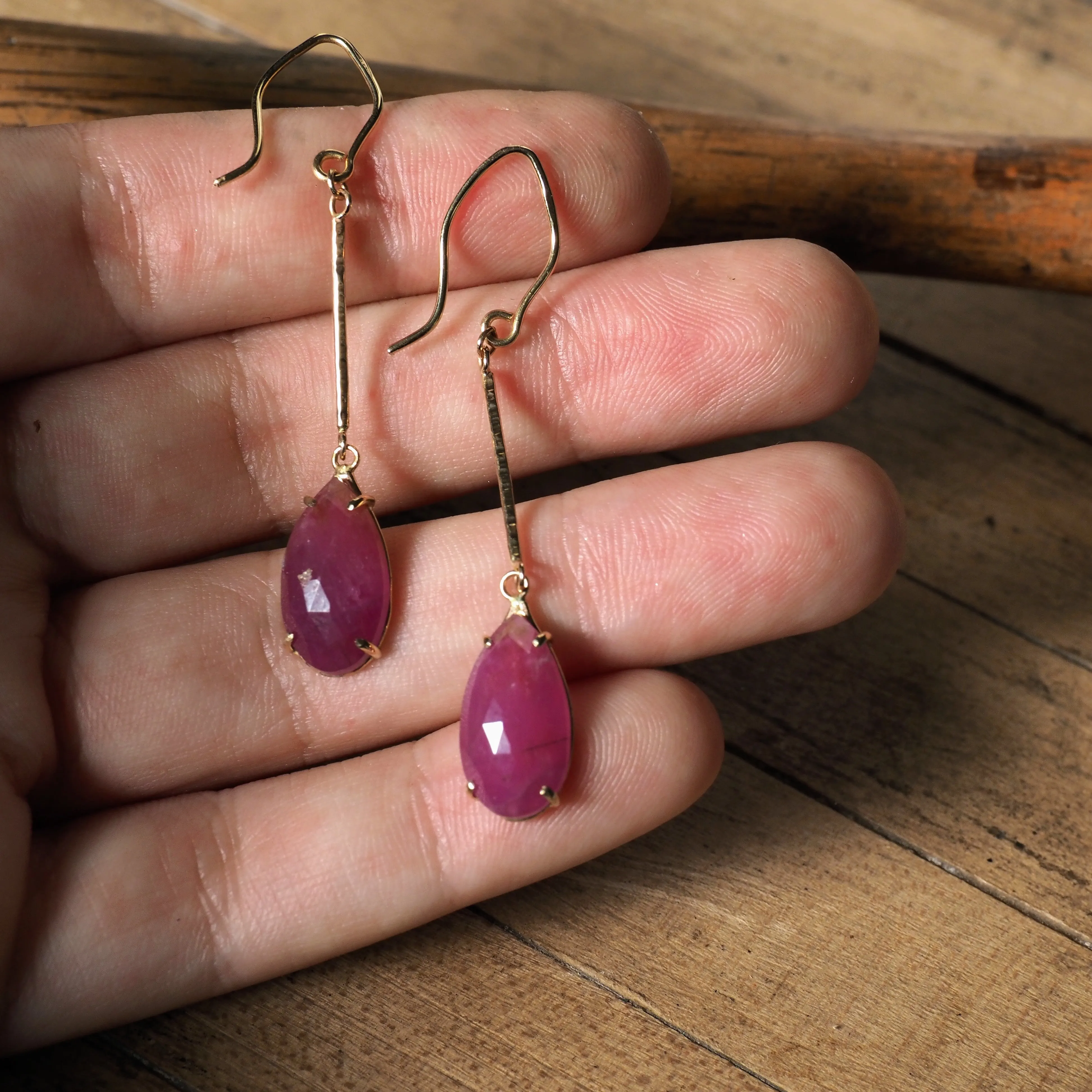 14k Rose Cut Ruby Earrings