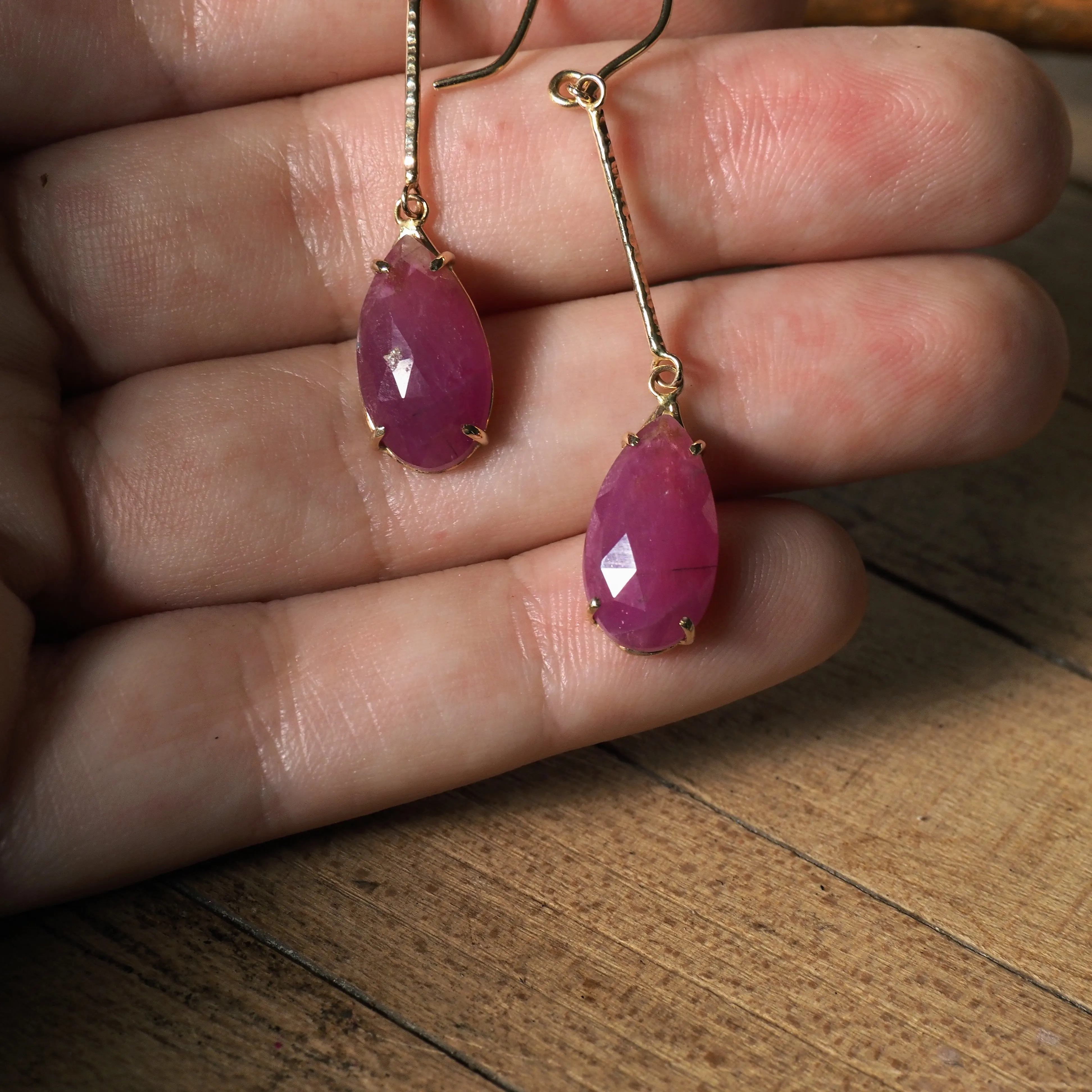 14k Rose Cut Ruby Earrings