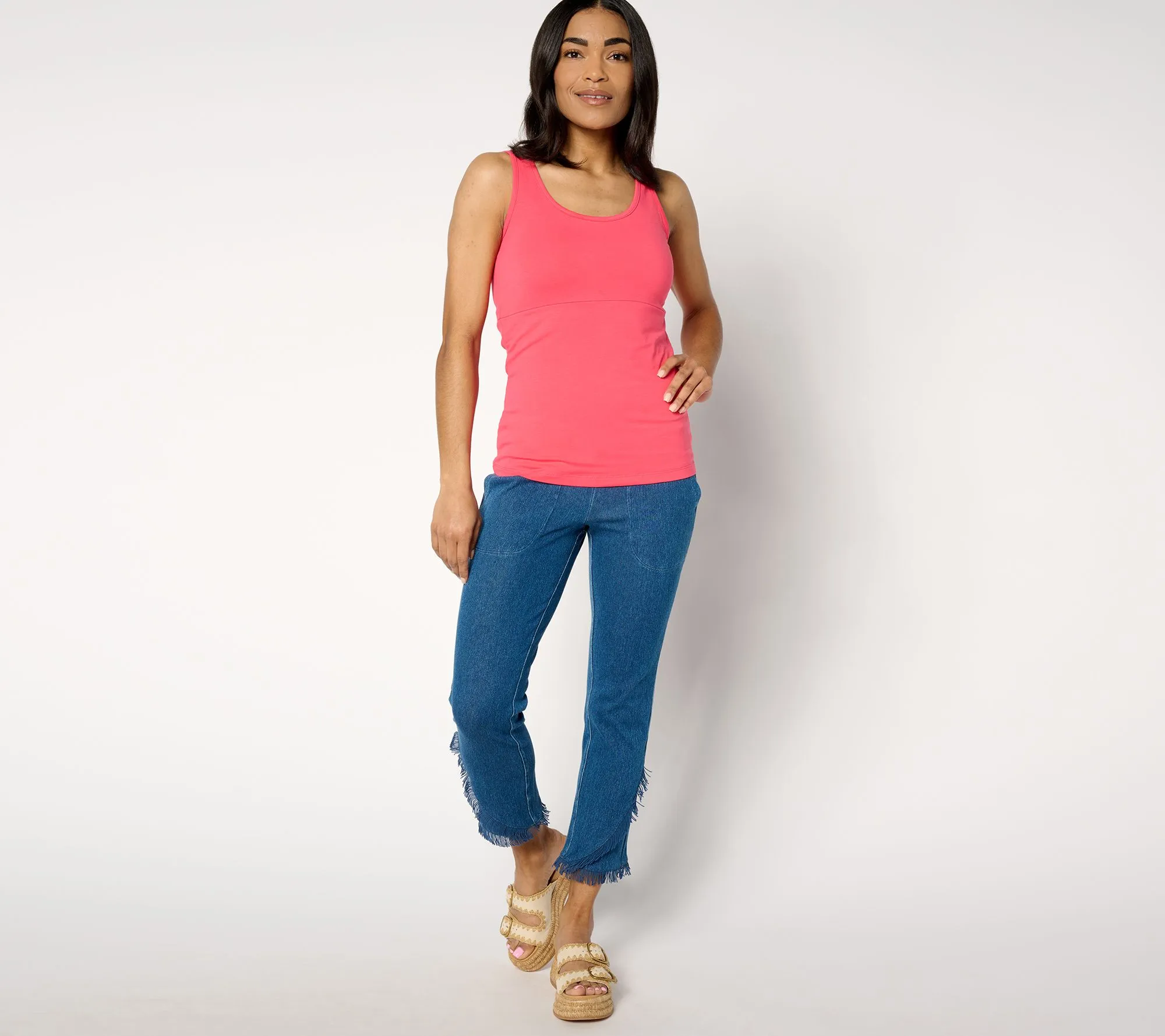 "As Is" Women With Control Tummy Control Petite Prime Denim Crop Pant