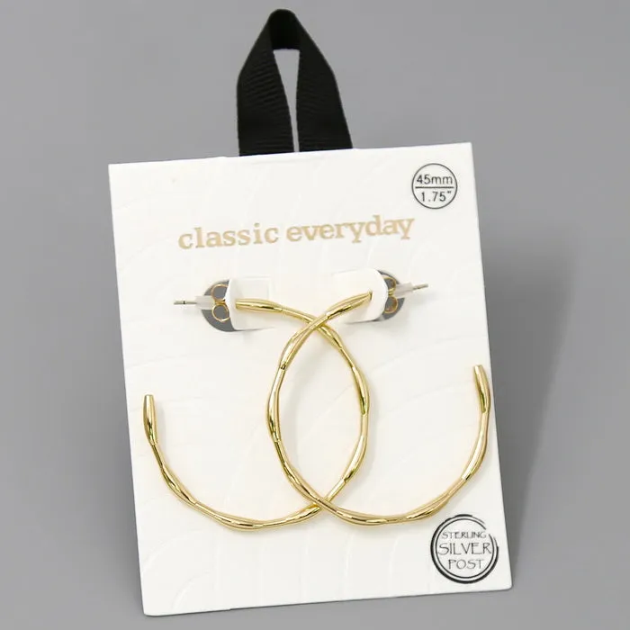 45 MM Textured Metal Hoop Earrings