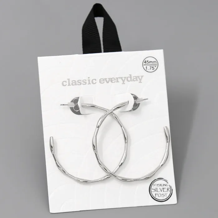 45 MM Textured Metal Hoop Earrings