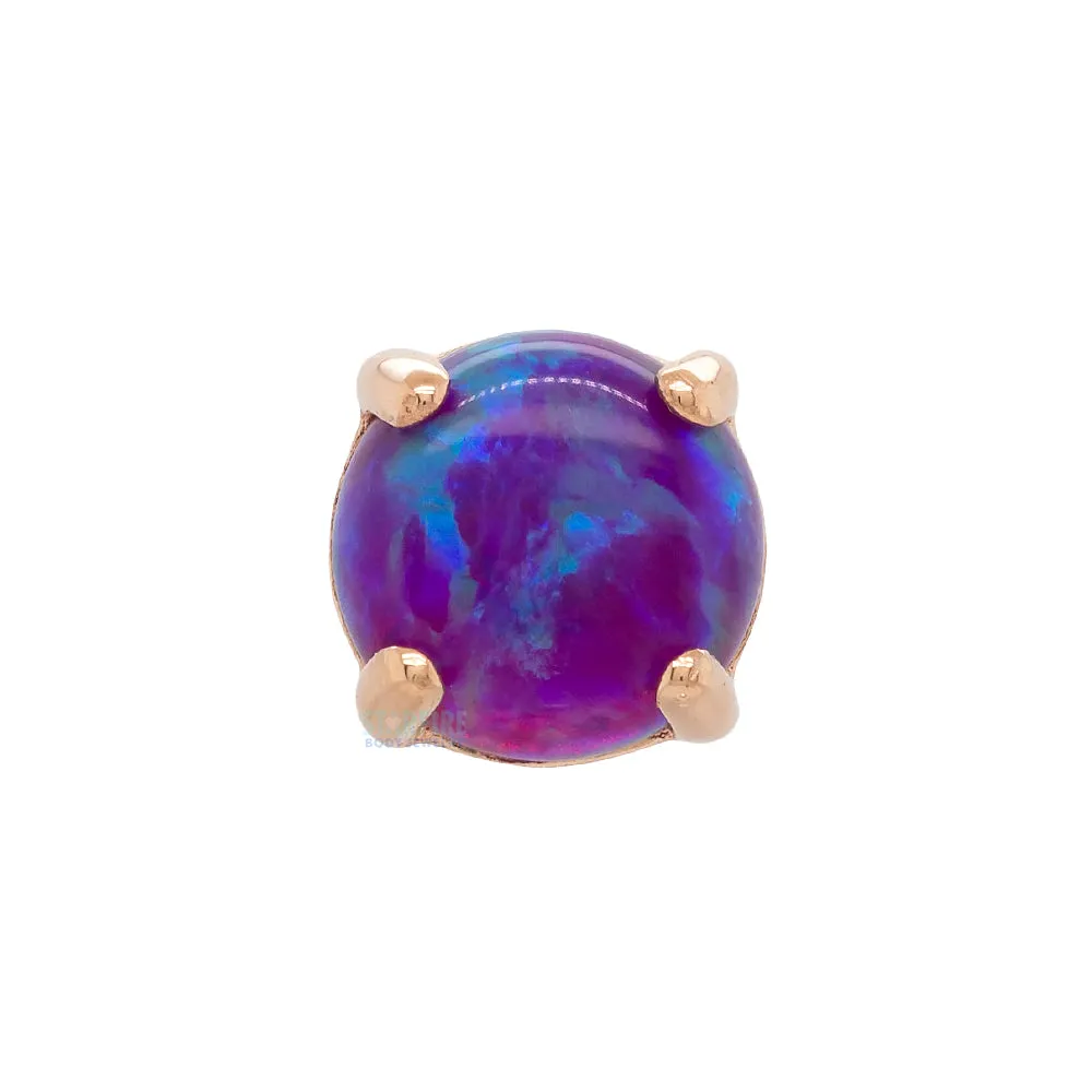 4mm Ziana Prong-Set Opal Cabochon Threaded End in Rose Gold