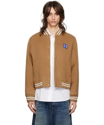 ADER error Beige TRS Tag Varsity Bomber Jacket