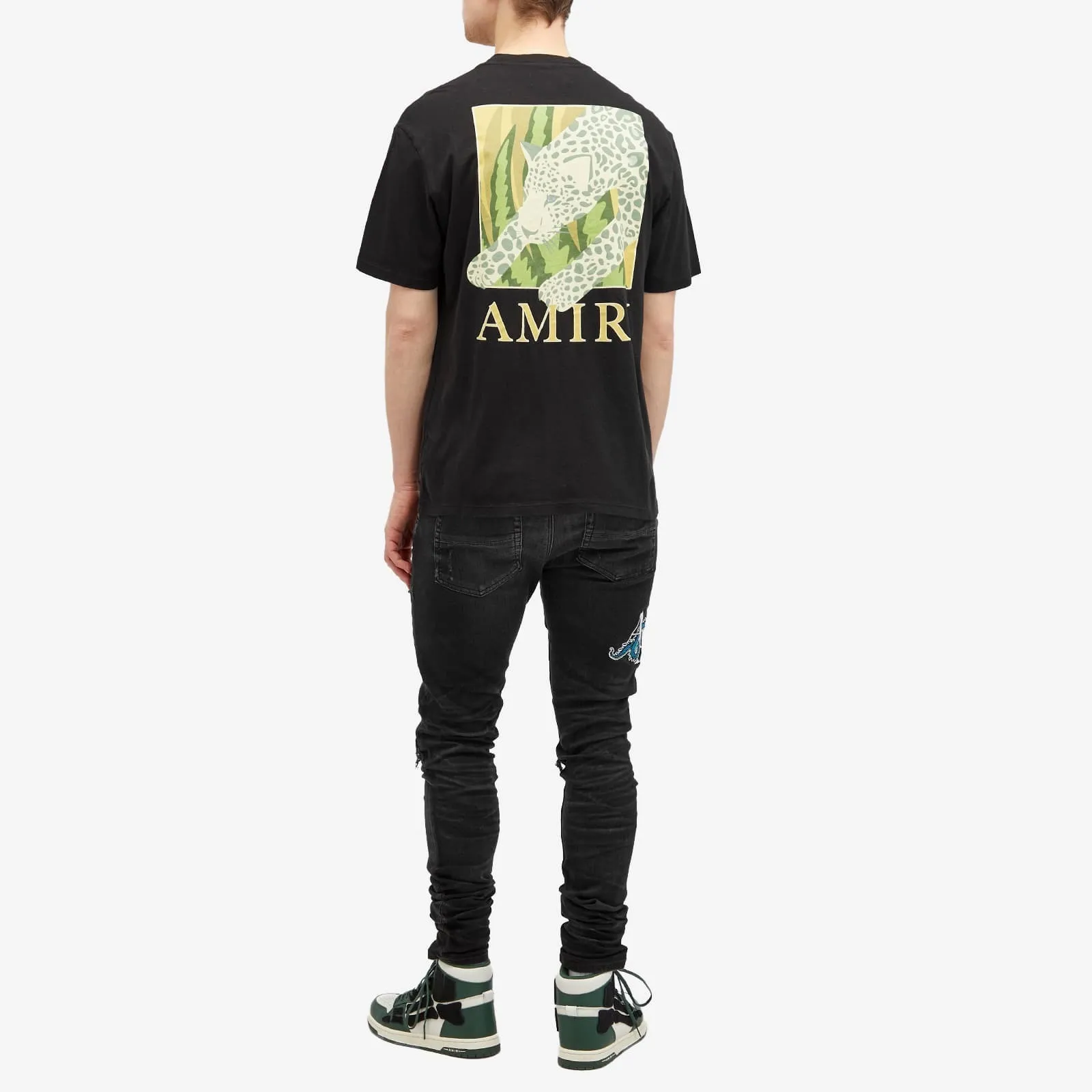 AMIRI  |Crew Neck Leopard Patterns Street Style Cotton Short Sleeves