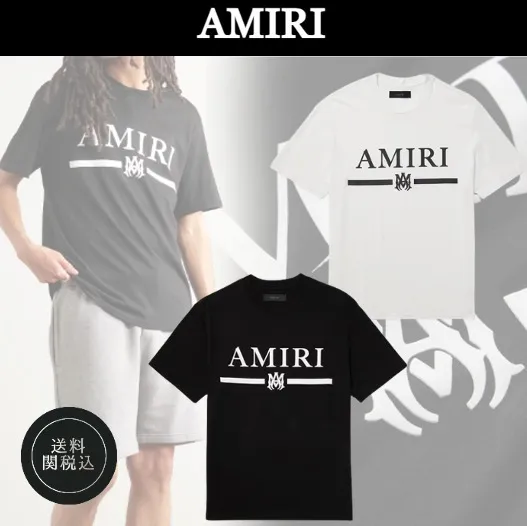 AMIRI  |Crew Neck Street Style Cotton Short Sleeves Logo