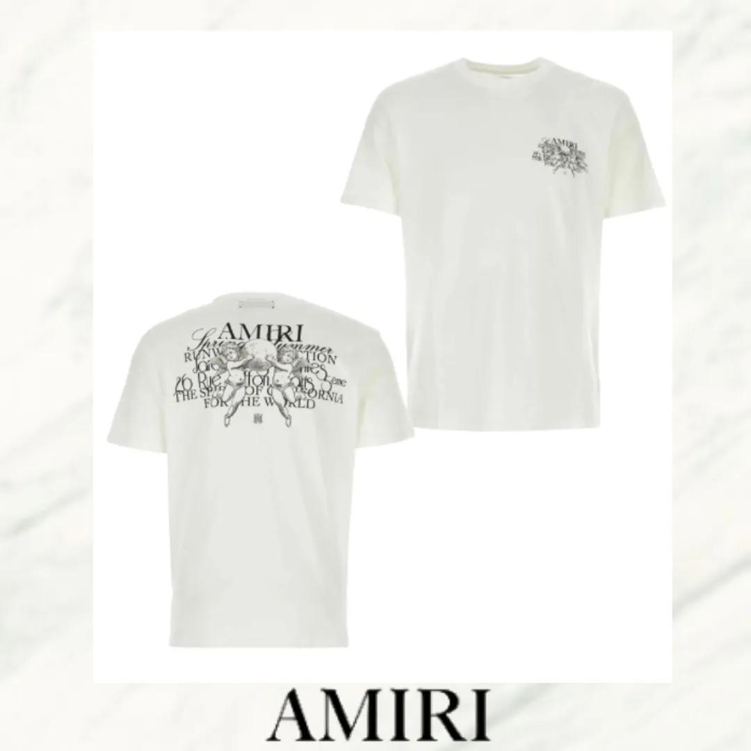 AMIRI  |Crew Neck Street Style Plain Cotton Short Sleeves Logo