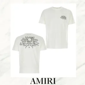 AMIRI  |Crew Neck Street Style Plain Cotton Short Sleeves Logo