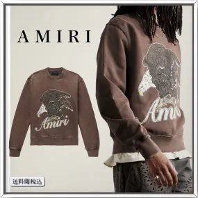 AMIRI  |Crew Neck Sweat Street Style Cotton Logo Sweatshirts