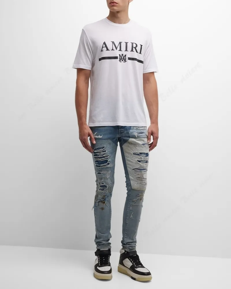 AMIRI  |Crew Neck Unisex Street Style Cotton Short Sleeves Oversized