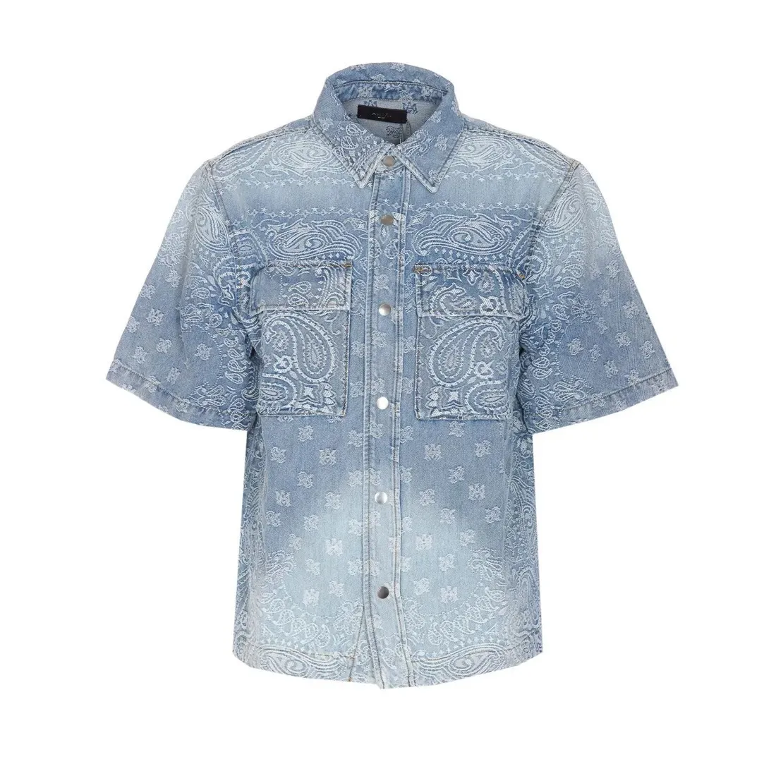 AMIRI  |Paisley Street Style Cotton Short Sleeves Logo Shirts