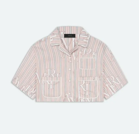 AMIRI  |Silk Short Sleeves Logo Shirts & Blouses