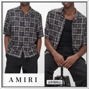 AMIRI  |Silk Street Style Short Sleeves Logo Shirts