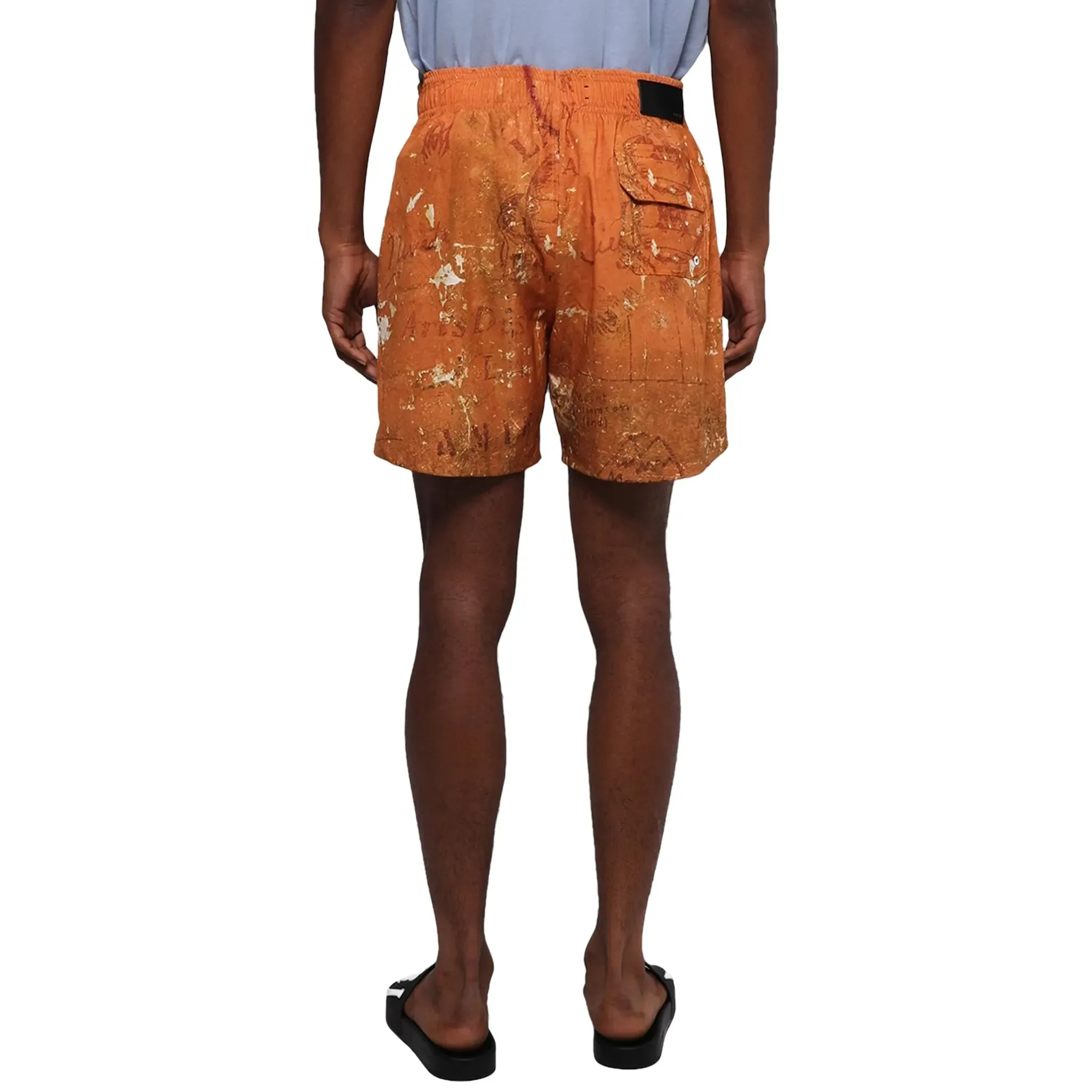 Amiri Stencil Military Orange Swim Shorts