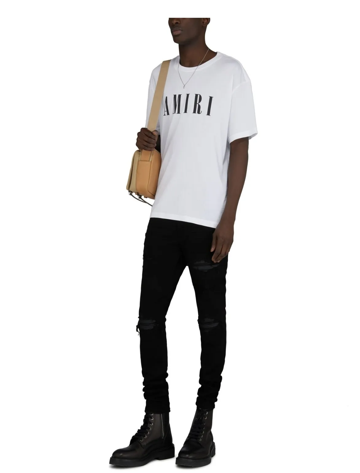 AMIRI  |Street Style U-Neck Plain Short Sleeves Logo T-Shirts