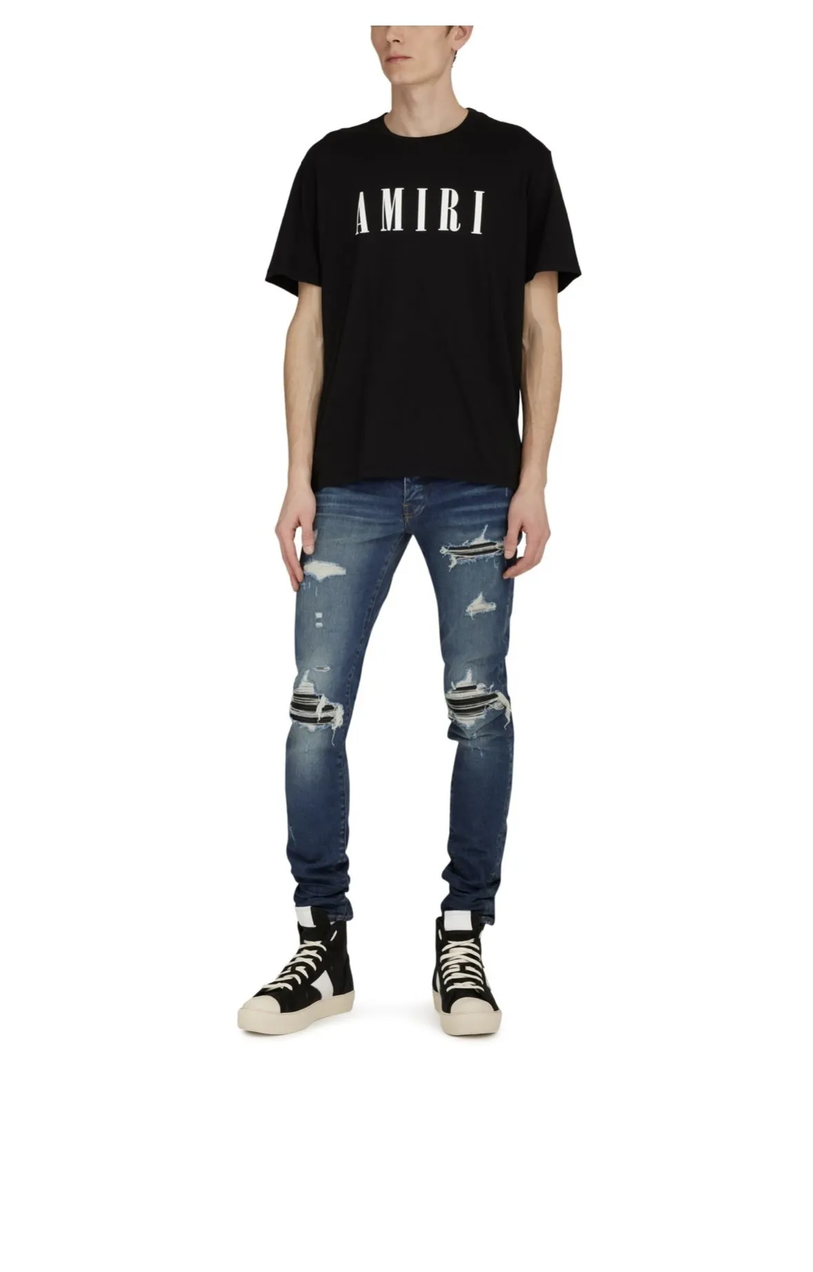 AMIRI  |Street Style U-Neck Plain Short Sleeves Logo T-Shirts