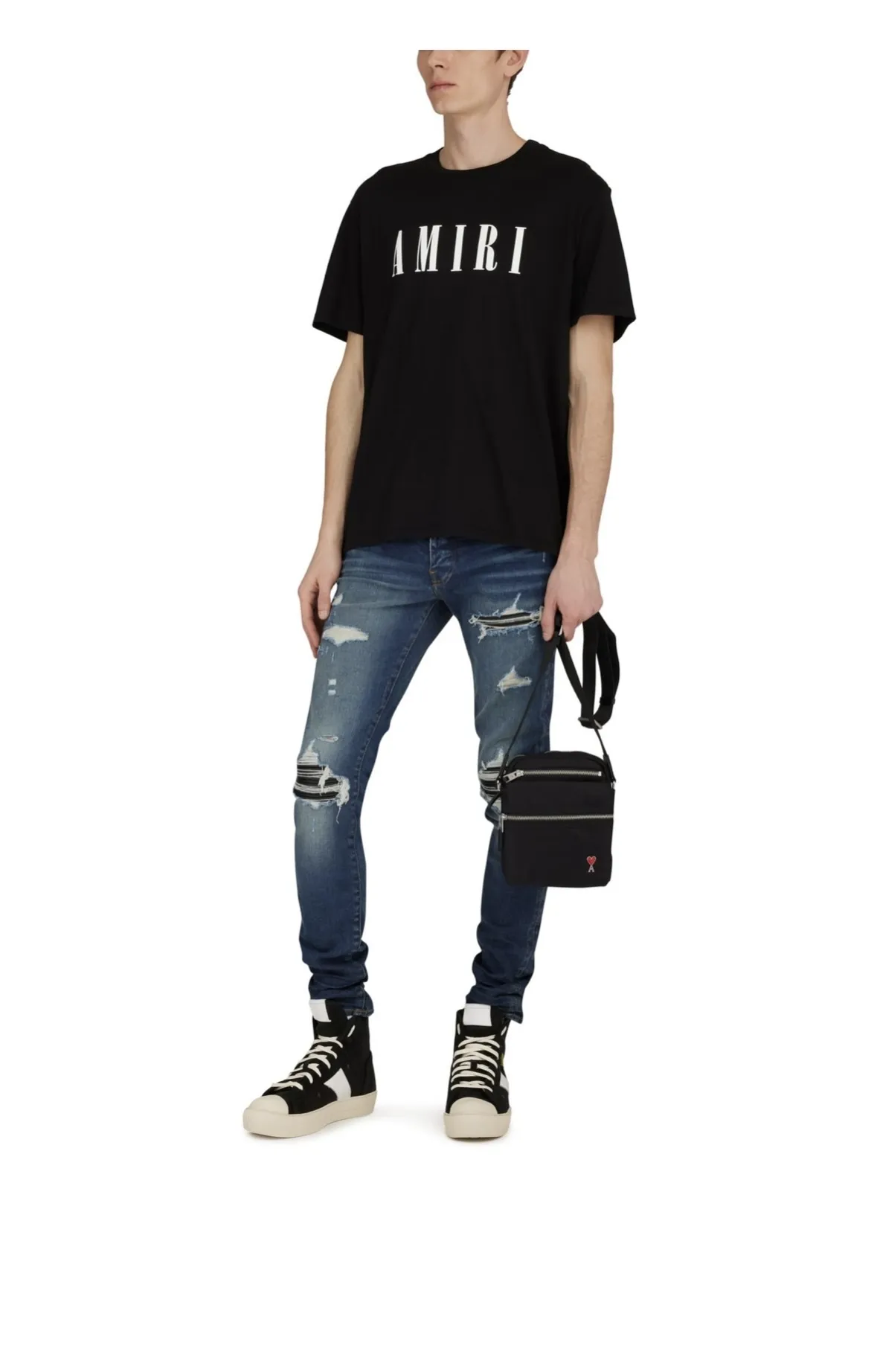 AMIRI  |Street Style U-Neck Plain Short Sleeves Logo T-Shirts