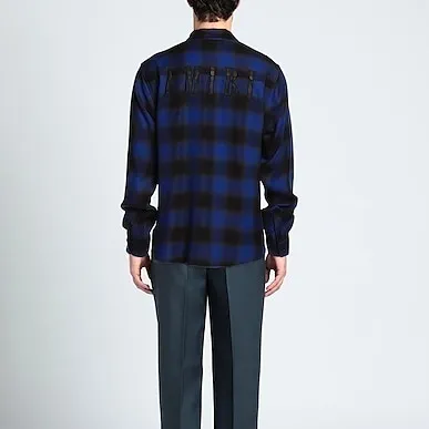 AMIRI  |Tartan Unisex Street Style Long Sleeves Leather Logo Shirts