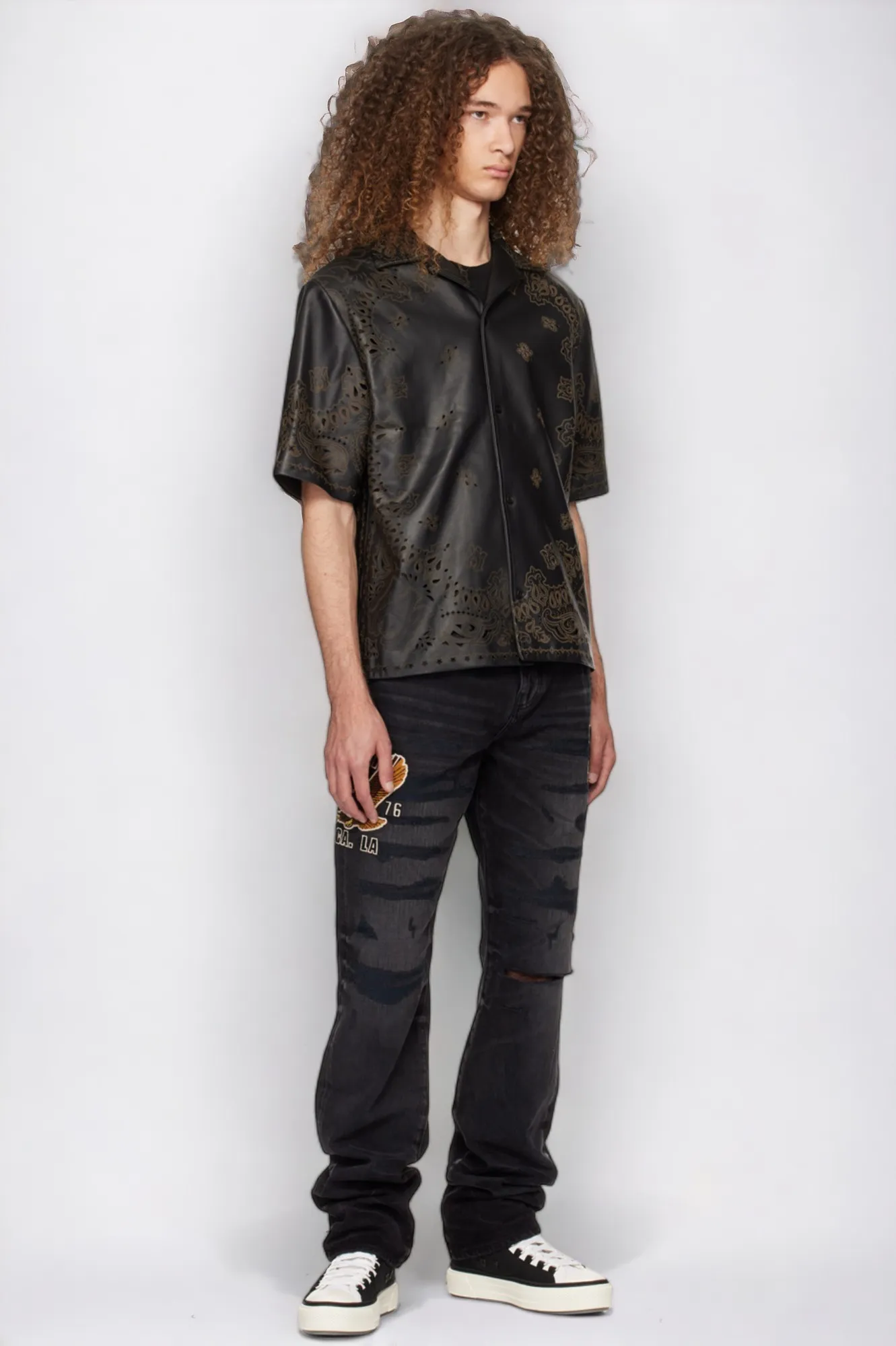 AMIRI  |Unisex Blended Fabrics Street Style Plain Short Sleeves