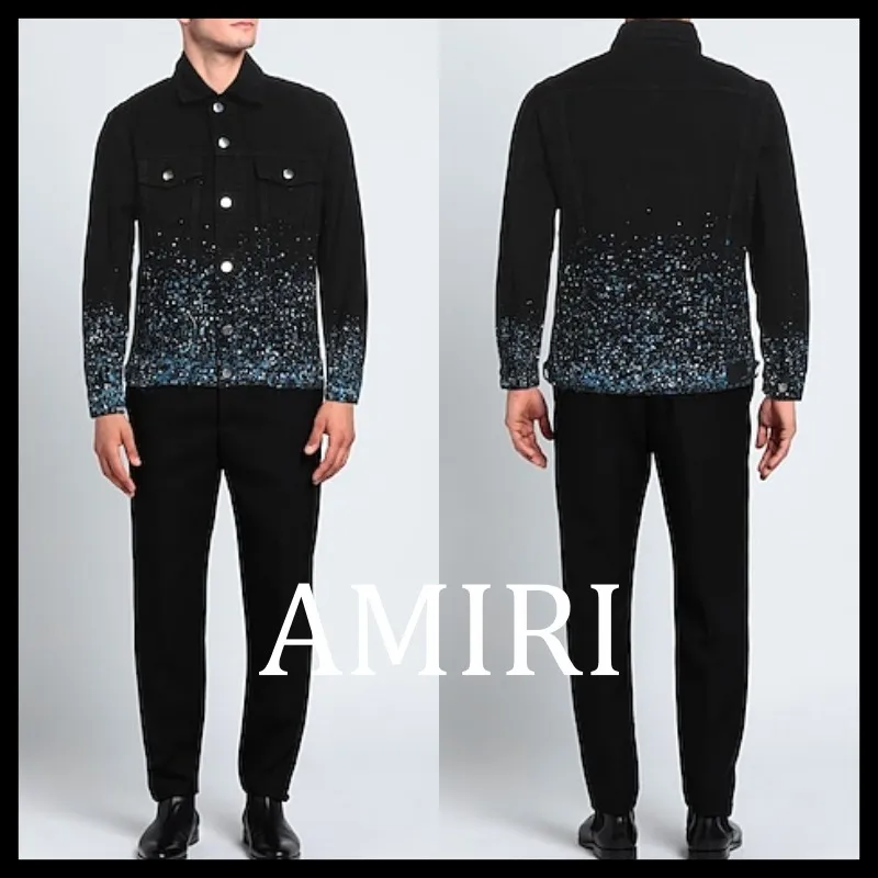 AMIRI  |Unisex Denim Street Style Long Sleeves Cotton Logo