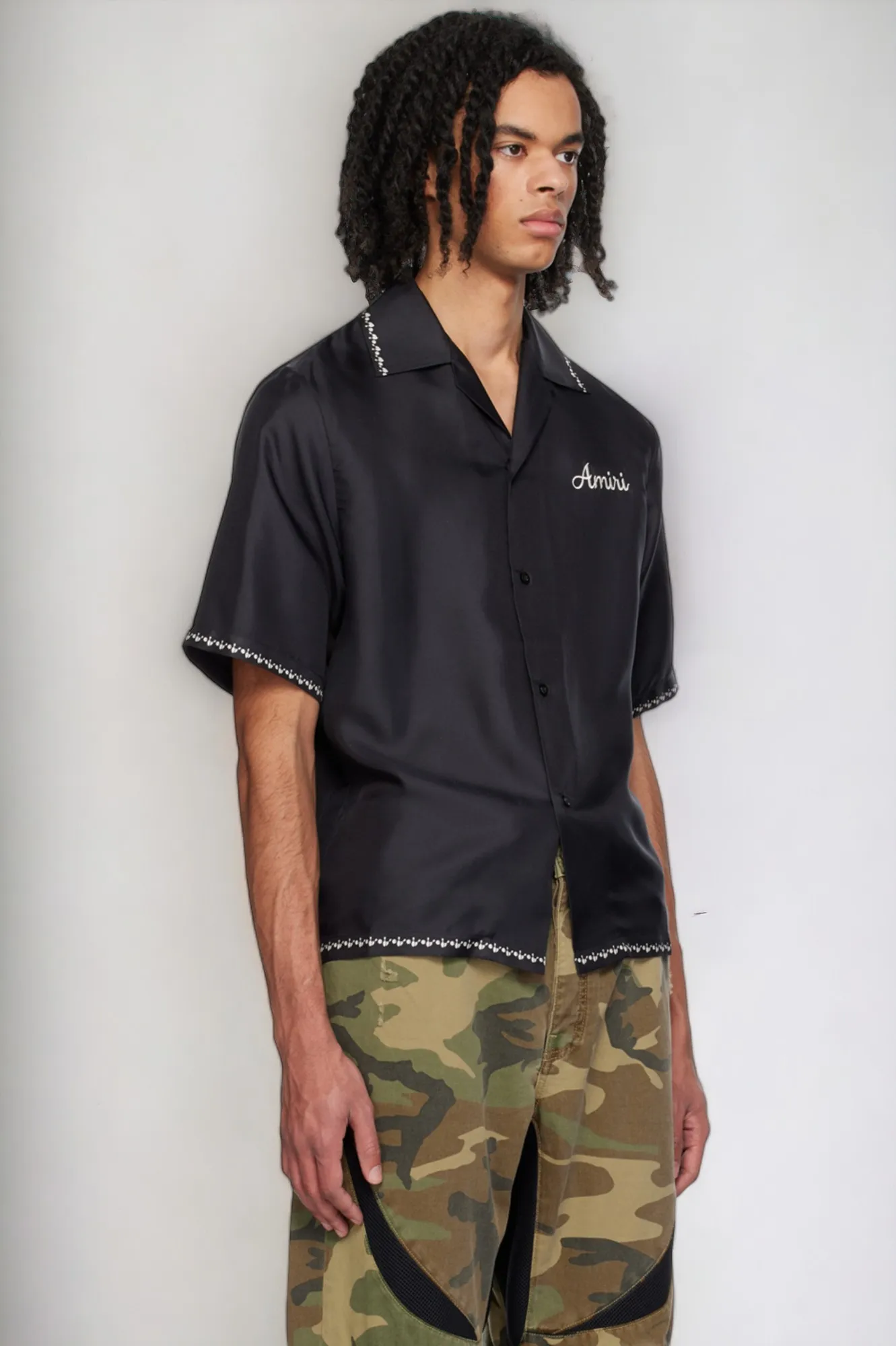 AMIRI  |Unisex Silk Street Style Plain Short Sleeves Oversized Logo