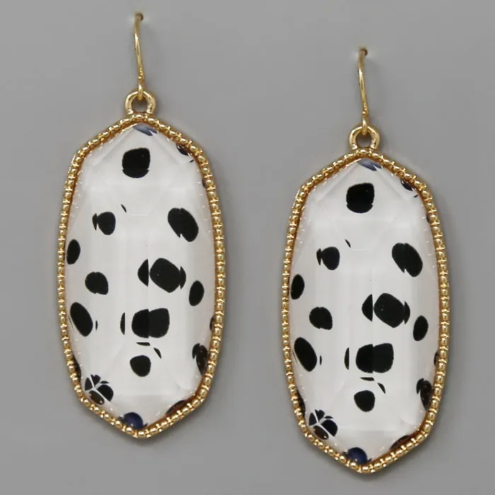 Animal Print Faceted Stone Drop Earrings