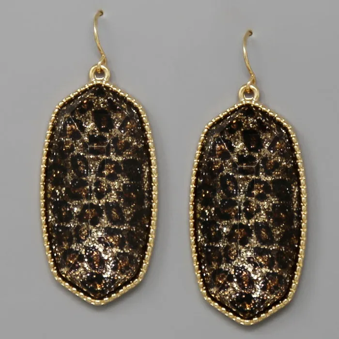 Animal Print Faceted Stone Drop Earrings