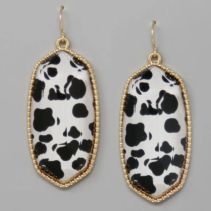 Animal Print Faceted Stone Drop Earrings