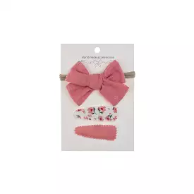 Ballerina Snap Hair Clips & Bow Set in Rose