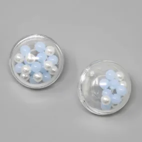 Bead Filled Acrylic Half Sphere Stud Earrings