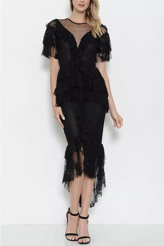 Black Layered Lace Dress