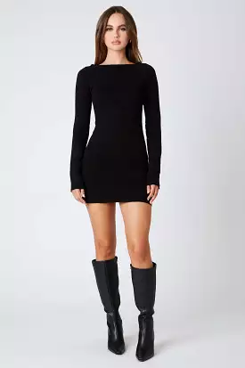 Black Open Back Sweater Dress