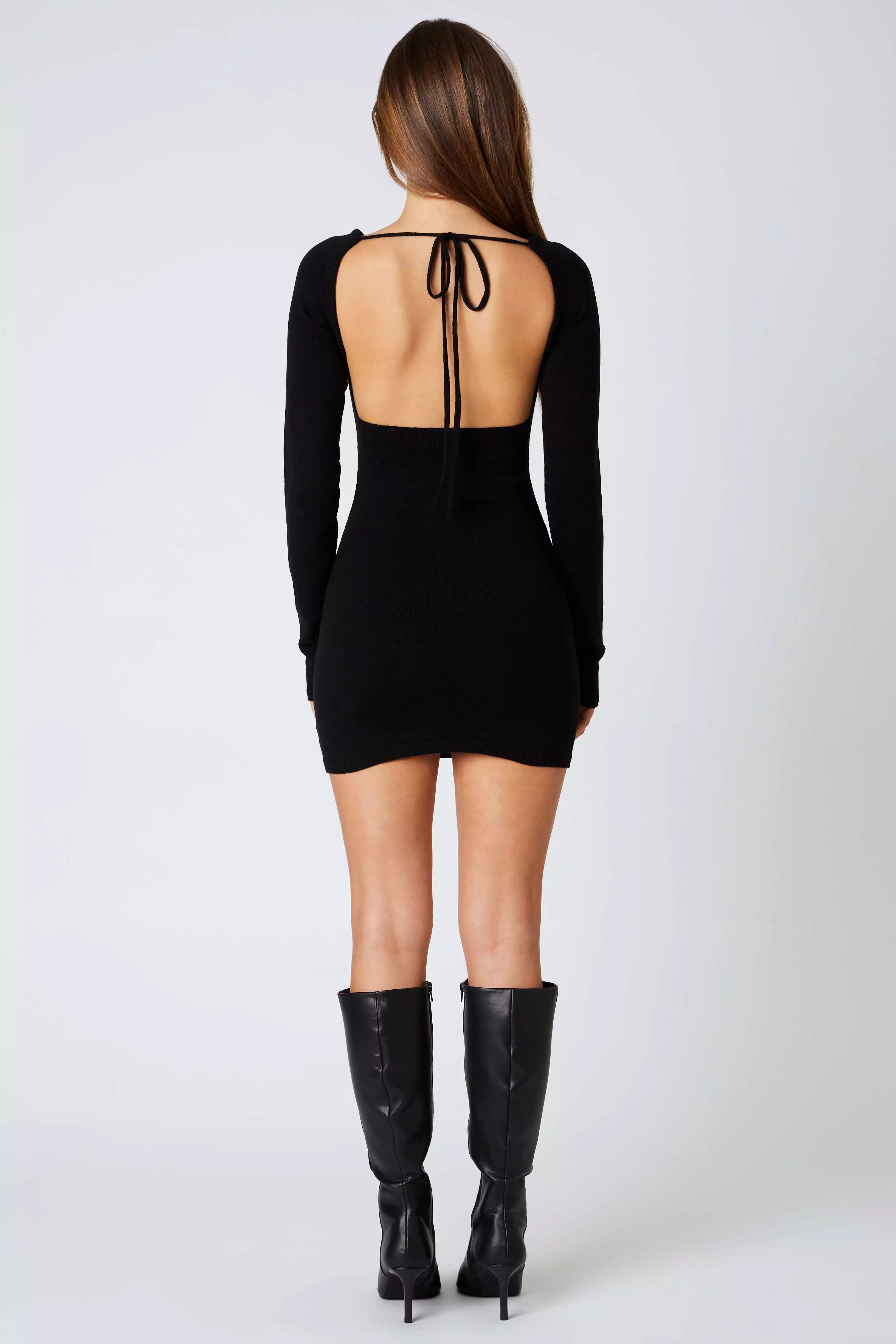 Black Open Back Sweater Dress