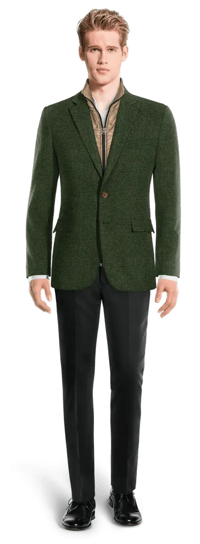  Blazer verde bosque de tweed herringbone esencial