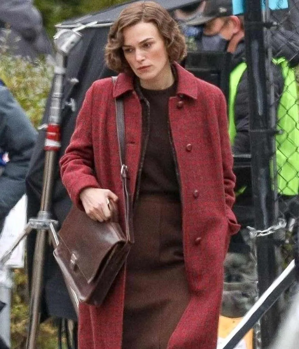 Boston Strangler Keira Knightley Burgundy Coat