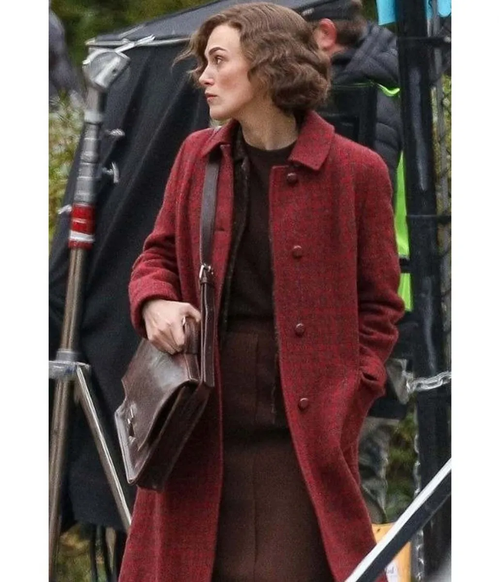 Boston Strangler Keira Knightley Burgundy Coat