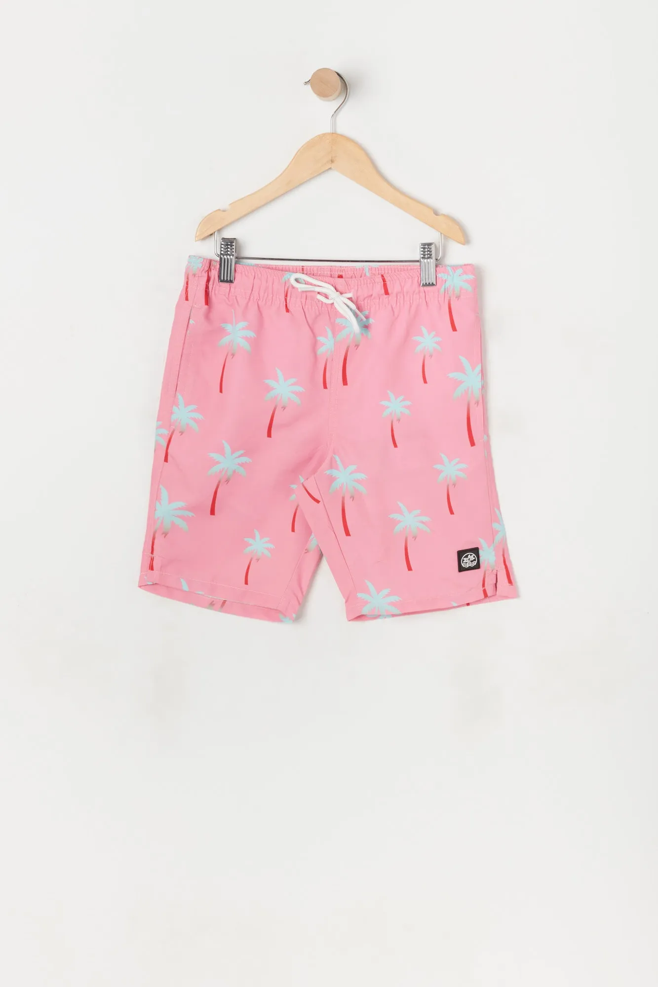 Boys Pink Palm Tree Print Board Short