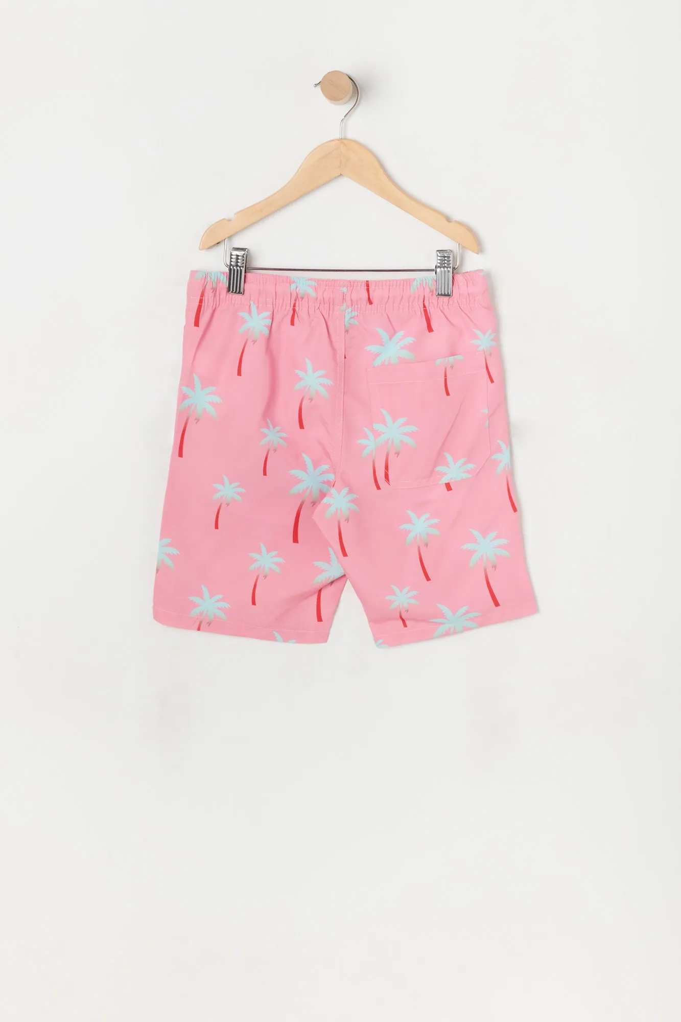 Boys Pink Palm Tree Print Board Short