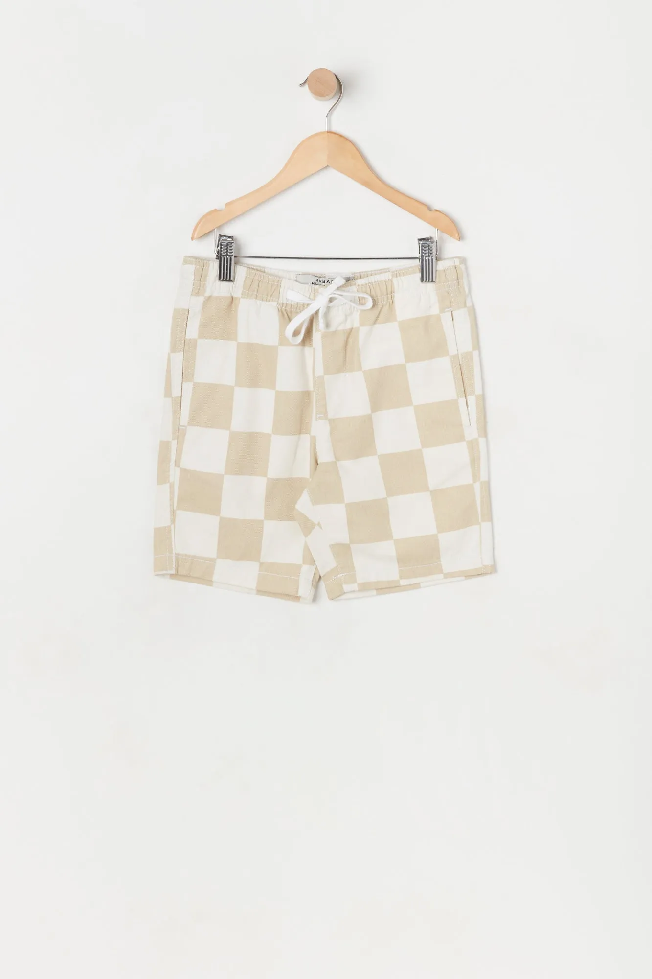 Boys Tan and White Checkered Board Short