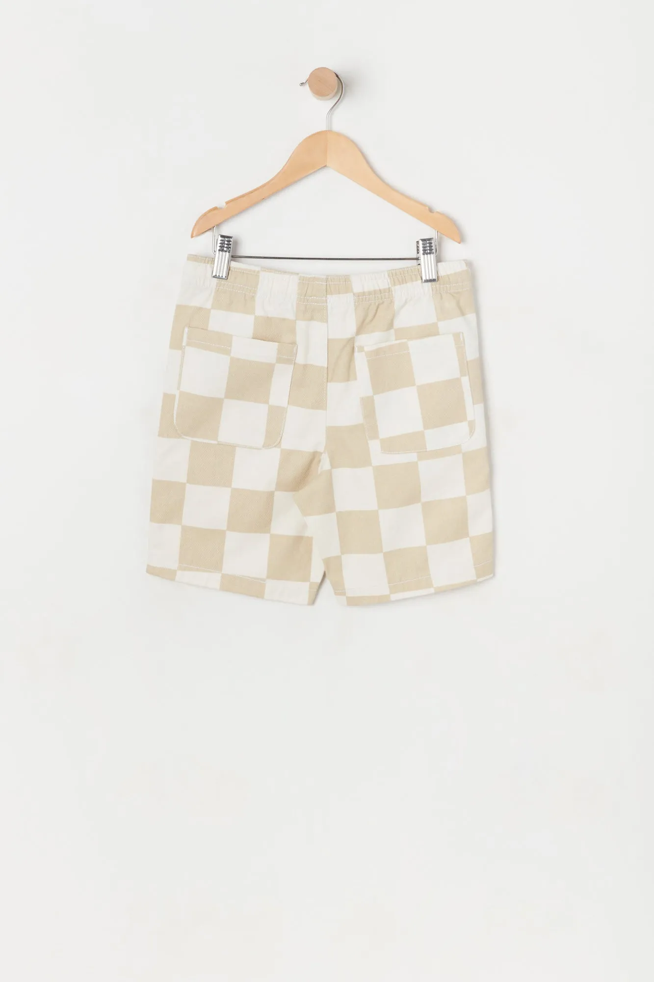 Boys Tan and White Checkered Board Short