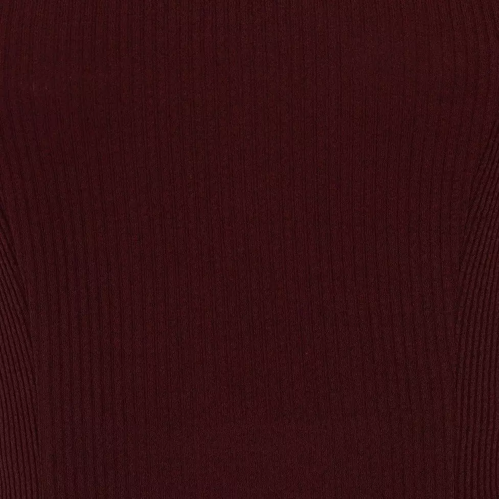 Burgundy Red Vintage Ribbed Knitted Short Sleeve Top