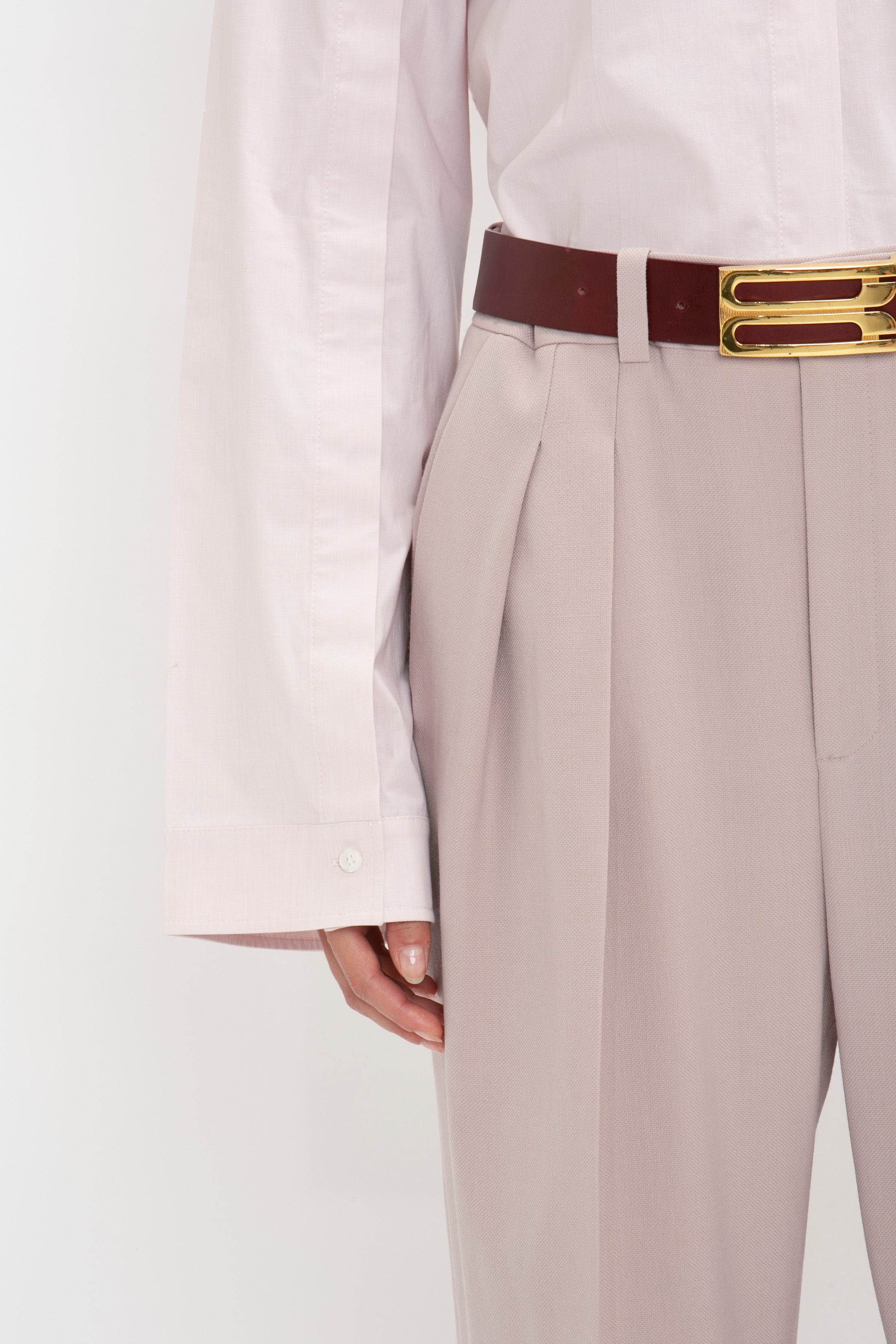 Button Detail Cropped Shirt In Rose Quartz