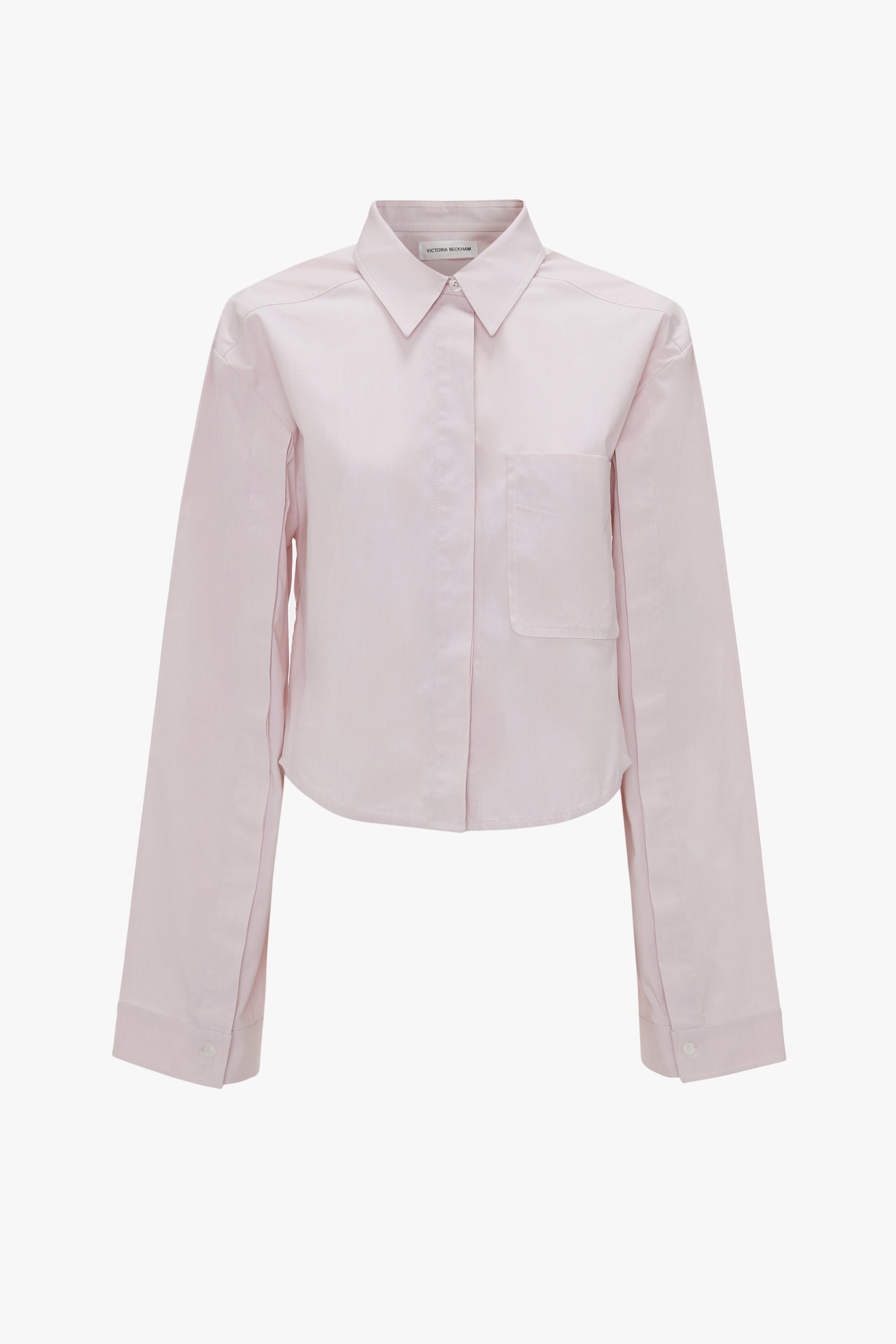 Button Detail Cropped Shirt In Rose Quartz