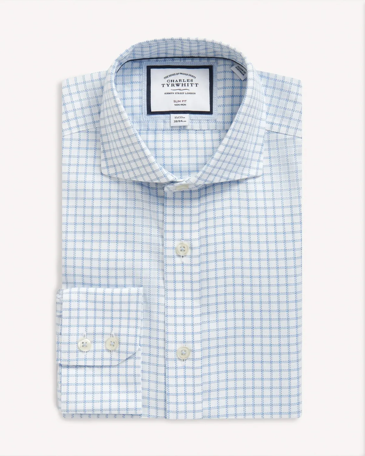 Charles Tyrwhitt Slim Fit Richmond Weave Check Shirt Blue