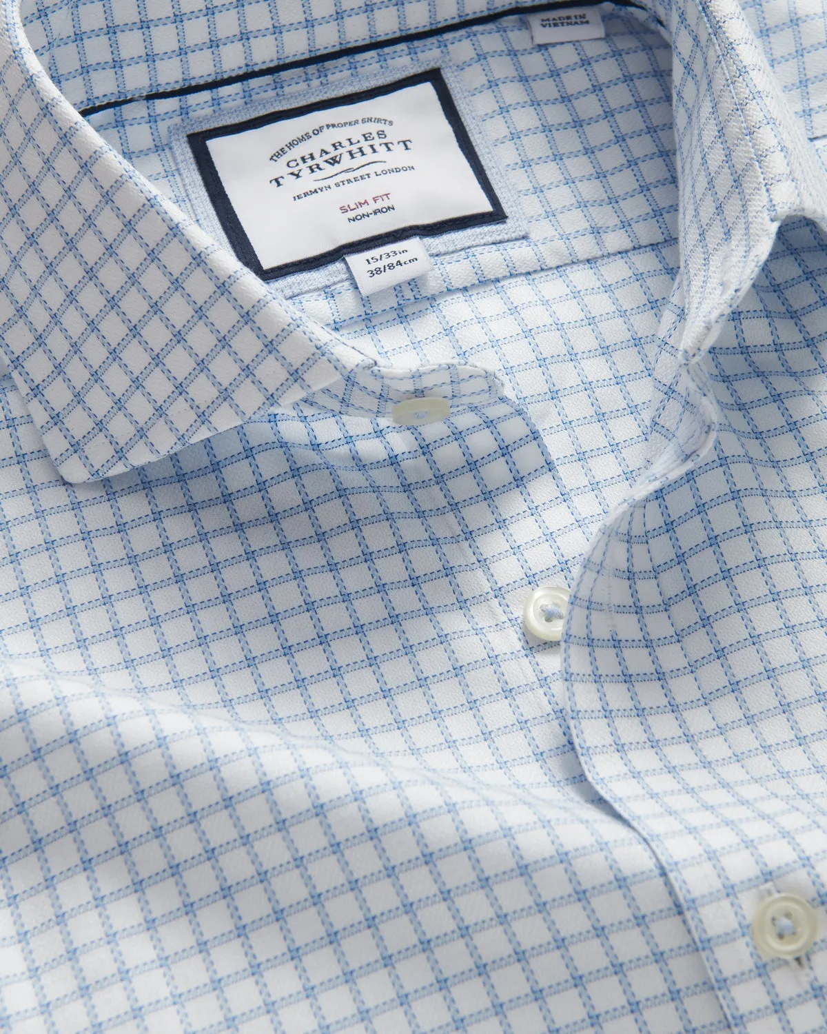 Charles Tyrwhitt Slim Fit Richmond Weave Check Shirt Blue