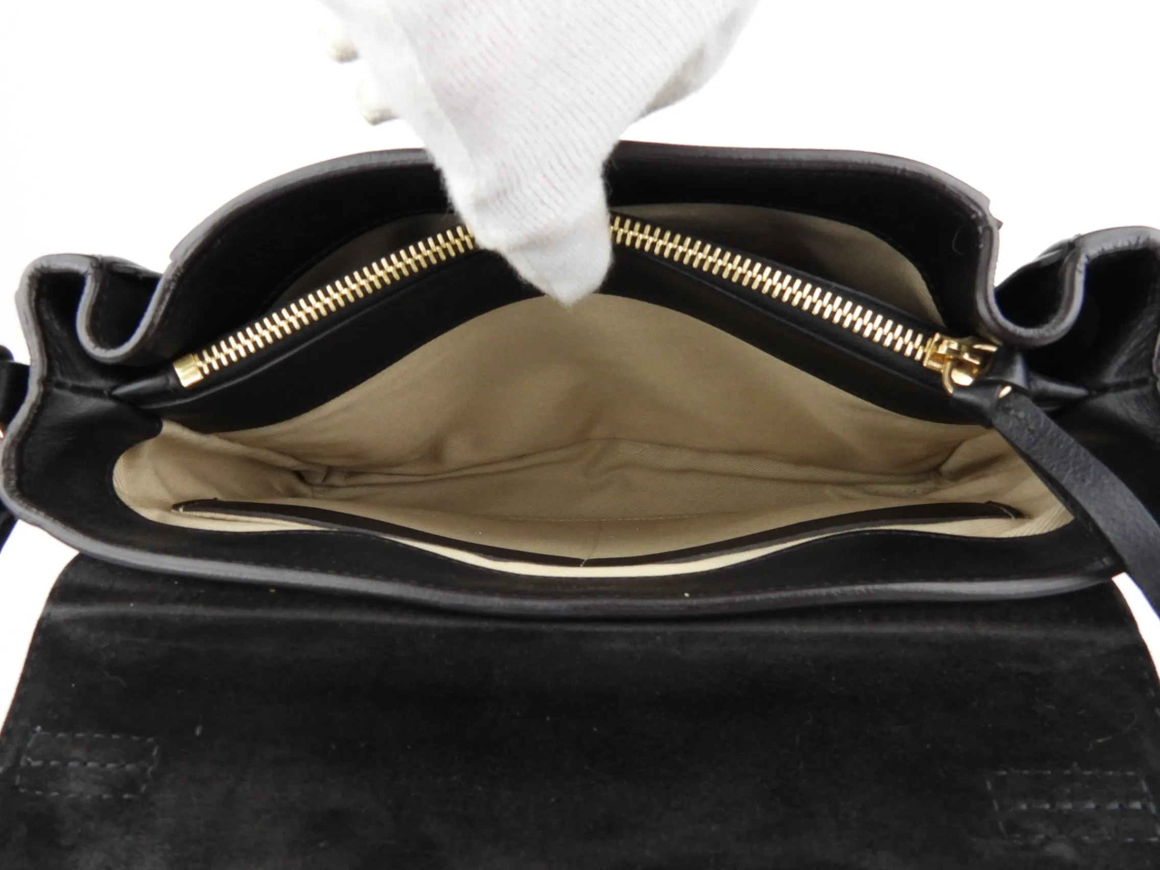 Chloe Black Leather Faye Day Two Way Crossbody Shoulder Bag