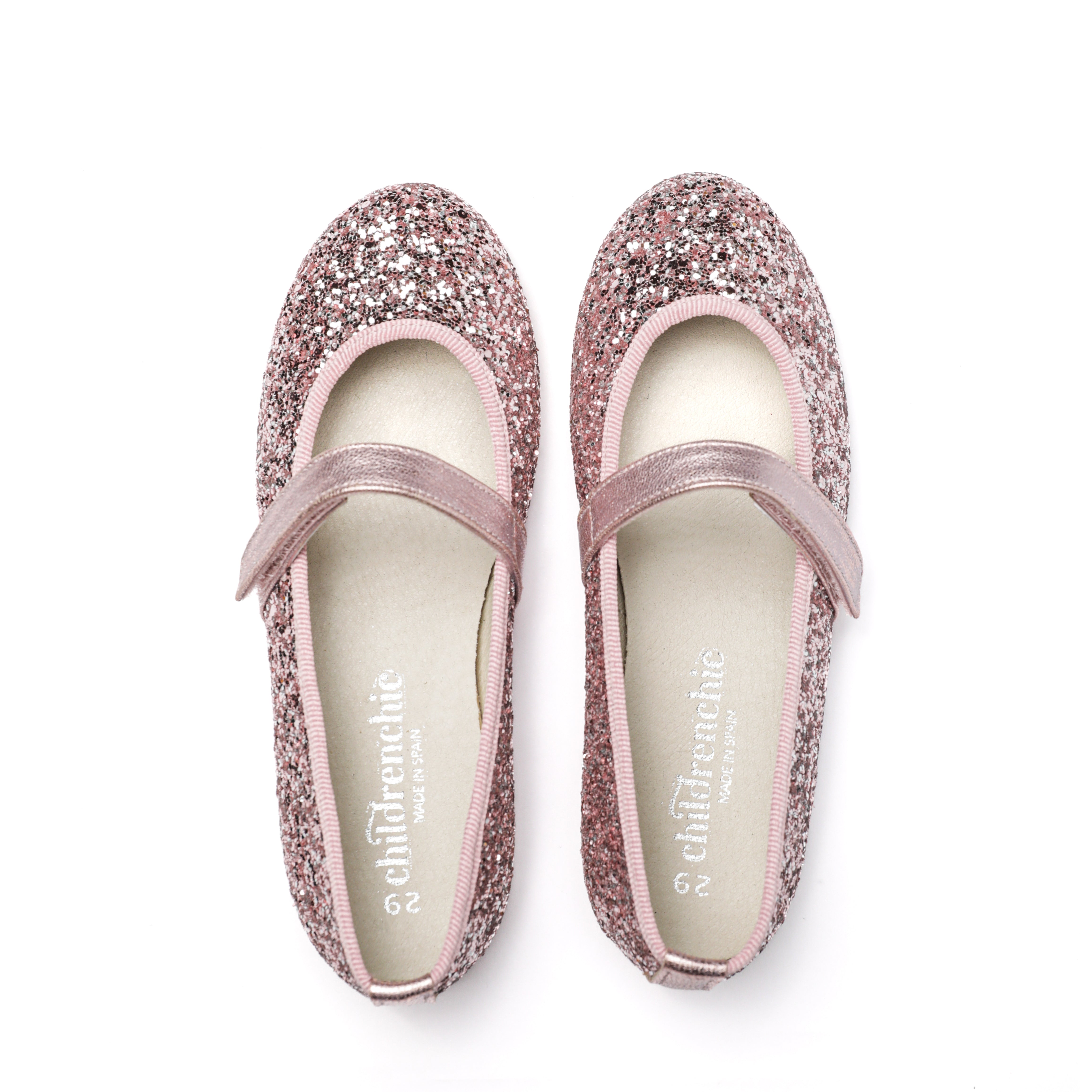 Classic Glitter Mary Janes in Rose